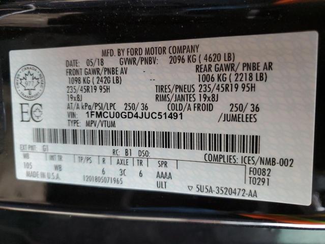 Photo 12 VIN: 1FMCU0GD4JUC51491 - FORD ESCAPE 