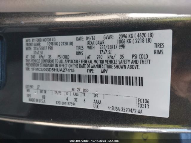 Photo 8 VIN: 1FMCU0GD5HUA27415 - FORD ESCAPE 