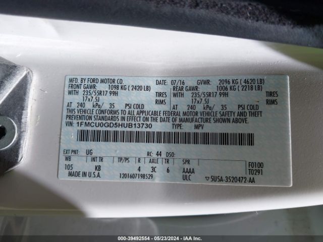 Photo 8 VIN: 1FMCU0GD5HUB13730 - FORD ESCAPE 