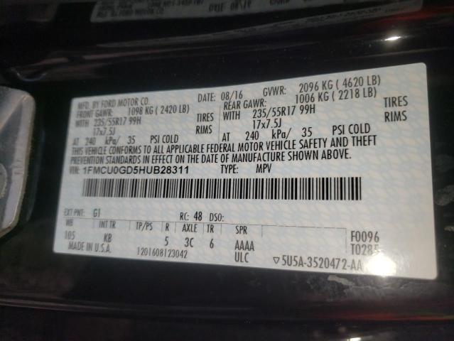 Photo 9 VIN: 1FMCU0GD5HUB28311 - FORD ESCAPE SE 