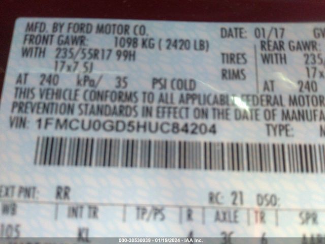 Photo 8 VIN: 1FMCU0GD5HUC84204 - FORD ESCAPE 