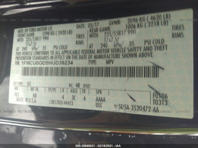 Photo 8 VIN: 1FMCU0GD5HUD39234 - FORD ESCAPE 