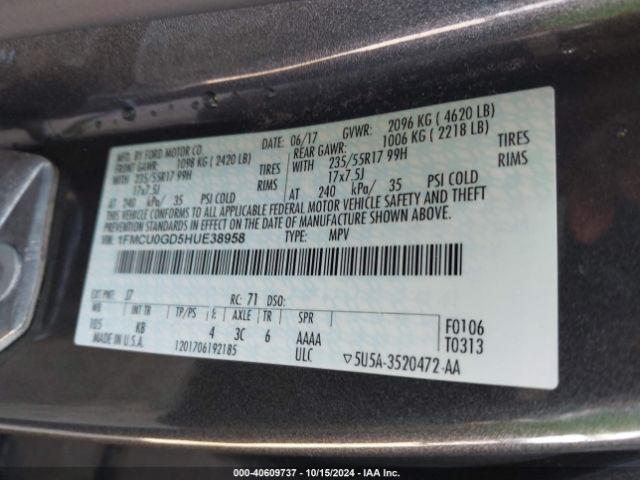 Photo 8 VIN: 1FMCU0GD5HUE38958 - FORD ESCAPE 