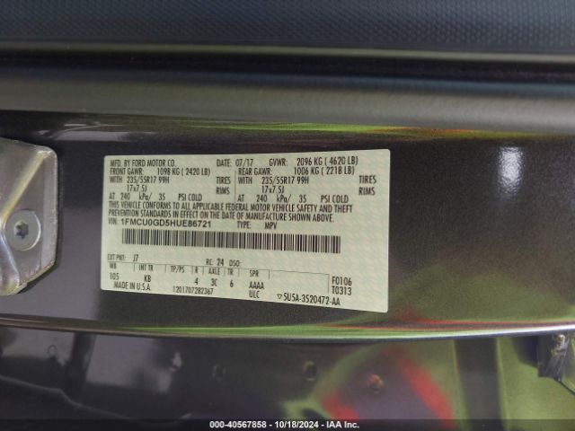 Photo 8 VIN: 1FMCU0GD5HUE86721 - FORD ESCAPE 