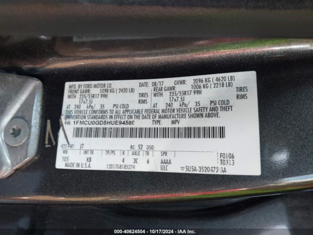 Photo 8 VIN: 1FMCU0GD5HUE94589 - FORD ESCAPE 