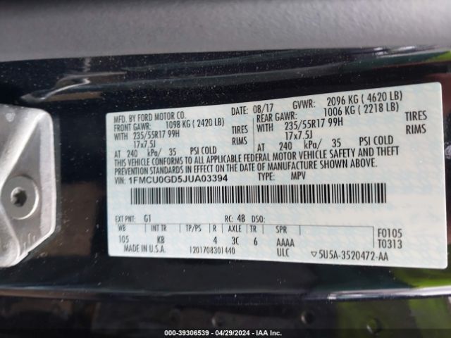 Photo 8 VIN: 1FMCU0GD5JUA03394 - FORD ESCAPE 