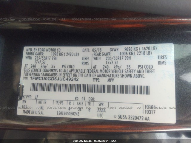 Photo 8 VIN: 1FMCU0GD6JUC49242 - FORD ESCAPE 