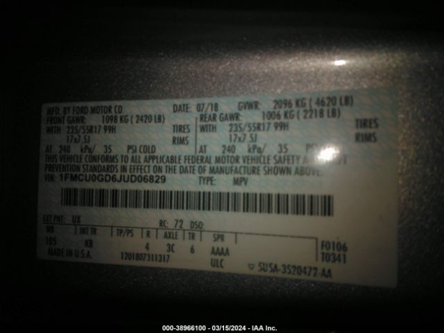 Photo 8 VIN: 1FMCU0GD6JUD06829 - FORD ESCAPE 