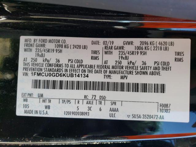 Photo 11 VIN: 1FMCU0GD6KUB14134 - FORD ESCAPE SE 