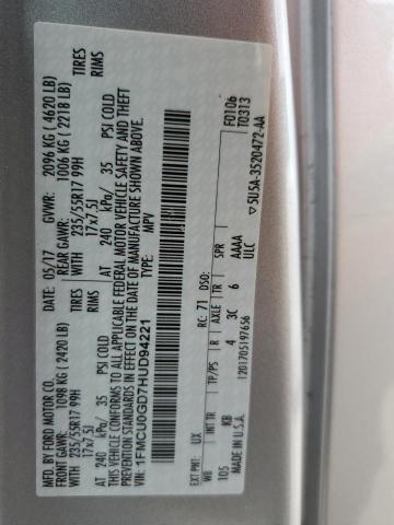 Photo 11 VIN: 1FMCU0GD7HUD94221 - FORD ESCAPE 