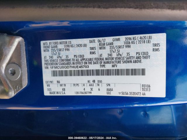 Photo 8 VIN: 1FMCU0GD7HUE45703 - FORD ESCAPE 