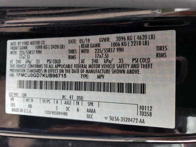 Photo 13 VIN: 1FMCU0GD7KUB96715 - FORD ESCAPE SE 