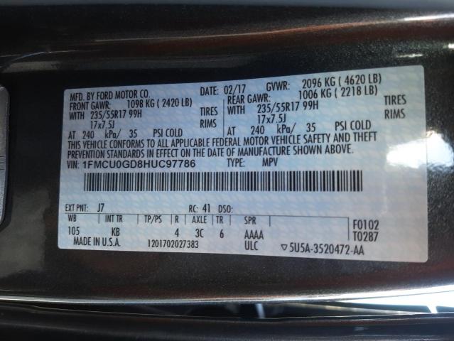 Photo 9 VIN: 1FMCU0GD8HUC97786 - FORD ESCAPE SE 