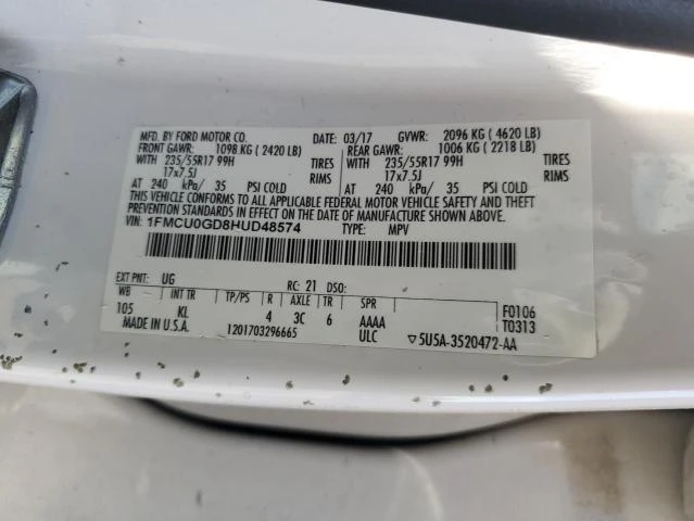 Photo 12 VIN: 1FMCU0GD8HUD48574 - FORD ESCAPE SE 