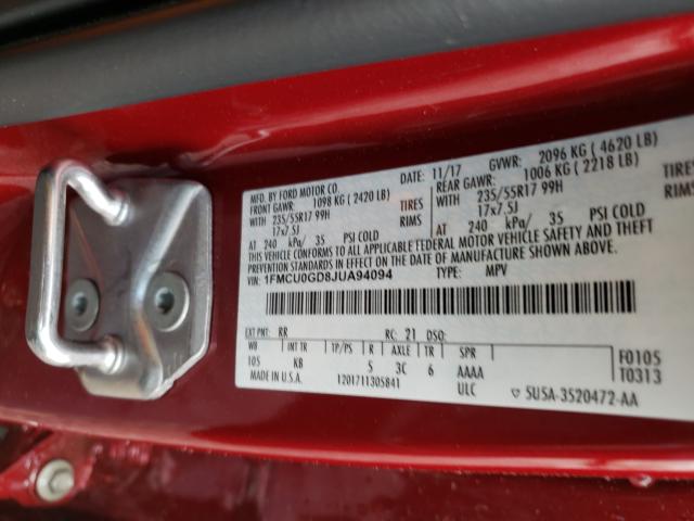 Photo 9 VIN: 1FMCU0GD8JUA94094 - FORD ESCAPE SE 