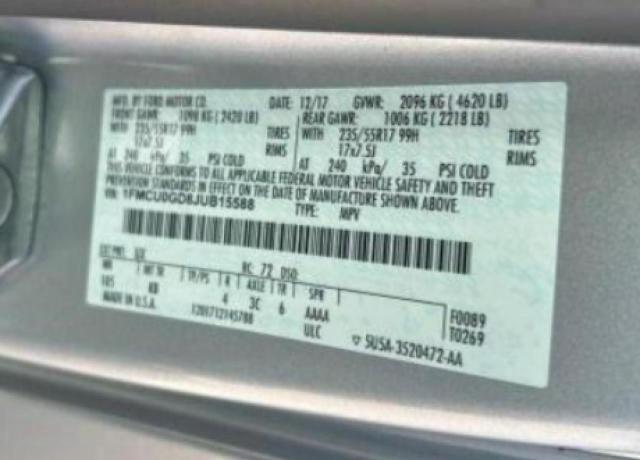 Photo 9 VIN: 1FMCU0GD8JUB15588 - FORD ESCAPE SE 