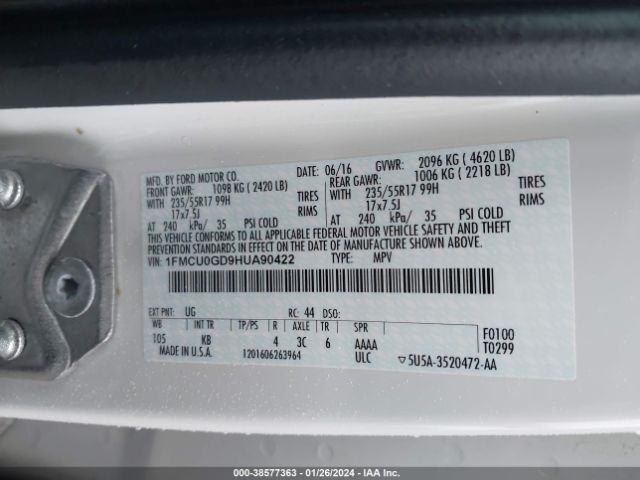 Photo 8 VIN: 1FMCU0GD9HUA90422 - FORD ESCAPE 