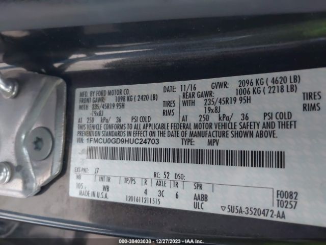 Photo 8 VIN: 1FMCU0GD9HUC24703 - FORD ESCAPE 