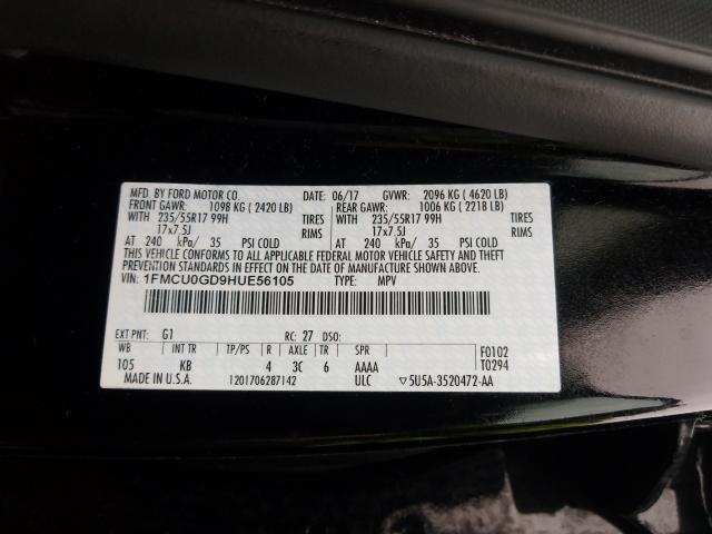 Photo 9 VIN: 1FMCU0GD9HUE56105 - FORD ESCAPE SE 