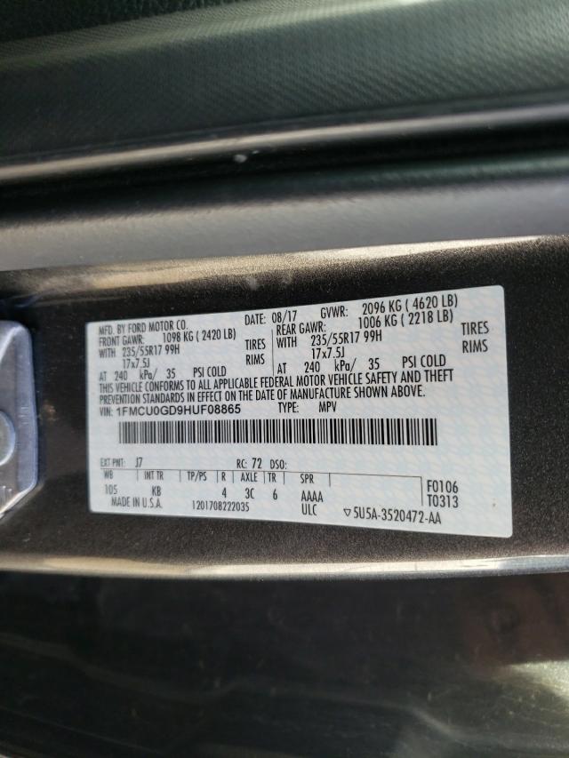 Photo 9 VIN: 1FMCU0GD9HUF08865 - FORD ESCAPE SE 