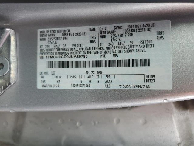 Photo 12 VIN: 1FMCU0GD9JUA60780 - FORD ESCAPE SE 