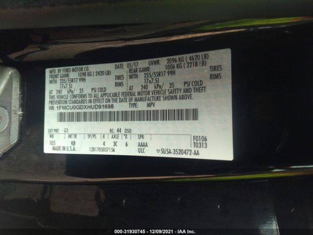 Photo 8 VIN: 1FMCU0GDXHUD91698 - FORD ESCAPE 