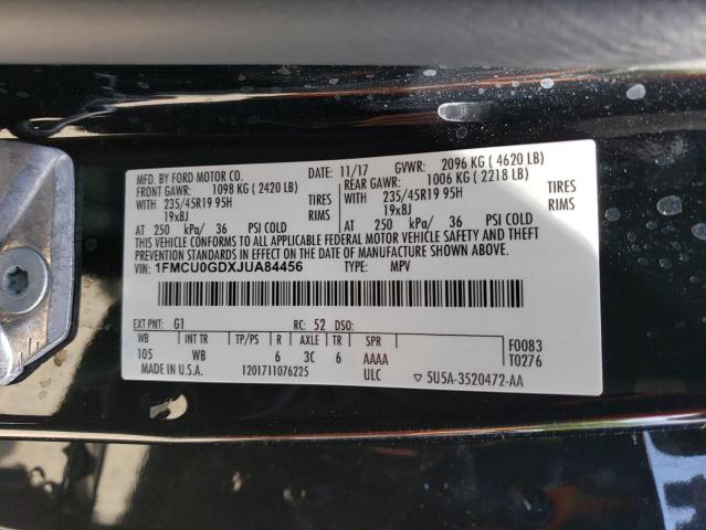 Photo 12 VIN: 1FMCU0GDXJUA84456 - FORD ESCAPE SE 