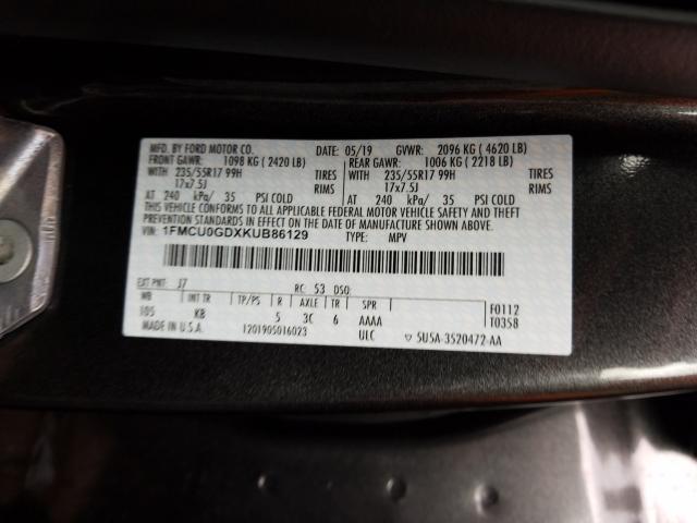 Photo 9 VIN: 1FMCU0GDXKUB86129 - FORD ESCAPE SE 