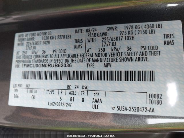 Photo 8 VIN: 1FMCU0GN0RUB62036 - FORD ESCAPE 