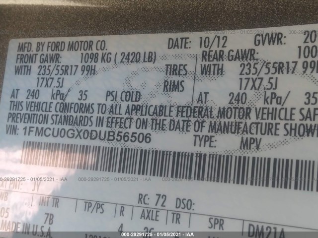 Photo 8 VIN: 1FMCU0GX0DUB56506 - FORD ESCAPE 