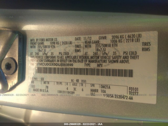 Photo 8 VIN: 1FMCU0GX0DUB80899 - FORD ESCAPE 