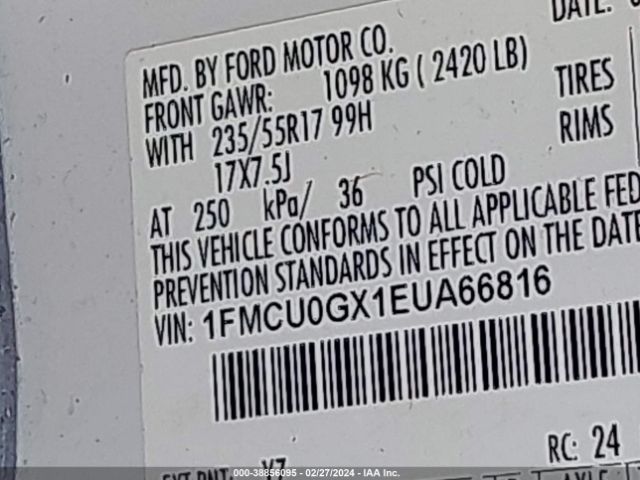 Photo 8 VIN: 1FMCU0GX1EUA66816 - FORD ESCAPE 