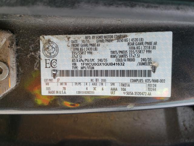 Photo 9 VIN: 1FMCU0GX1GUB41632 - FORD ESCAPE SE 