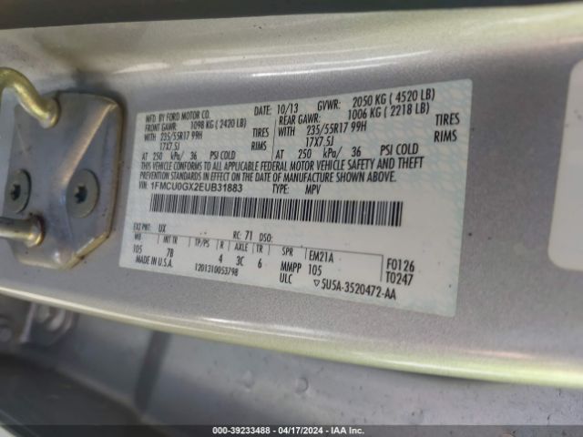 Photo 8 VIN: 1FMCU0GX2EUB31883 - FORD ESCAPE 