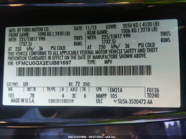 Photo 8 VIN: 1FMCU0GX2EUB81697 - FORD ESCAPE 