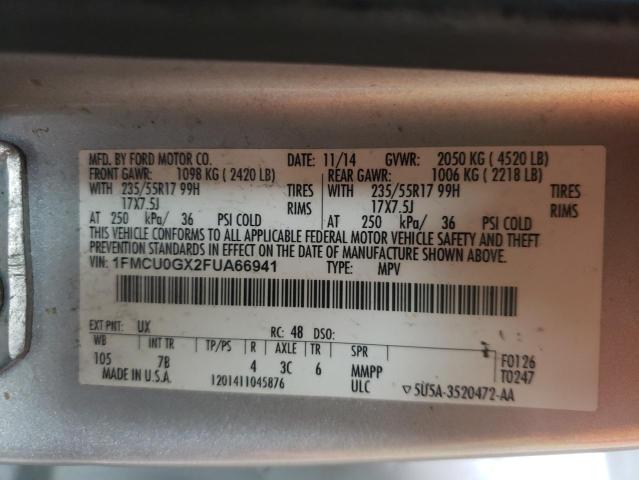 Photo 9 VIN: 1FMCU0GX2FUA66941 - FORD ESCAPE SE 