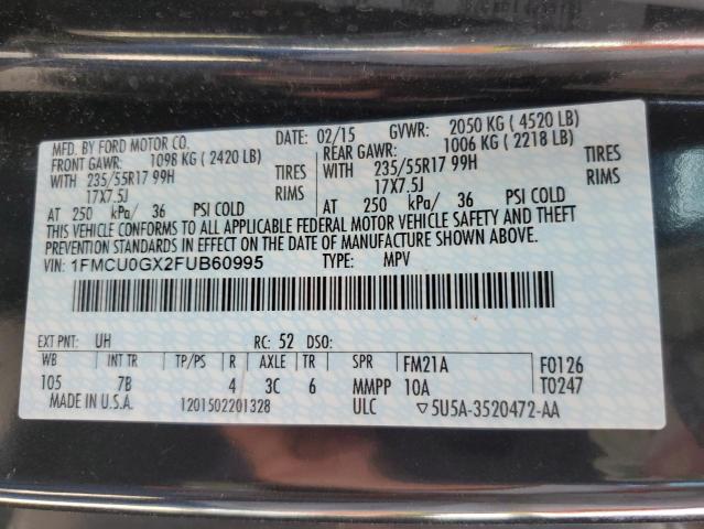 Photo 12 VIN: 1FMCU0GX2FUB60995 - FORD ESCAPE SE 