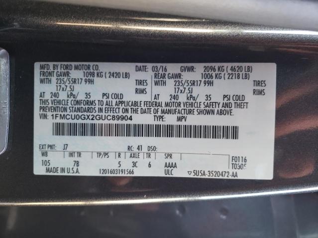 Photo 11 VIN: 1FMCU0GX2GUC89904 - FORD ESCAPE SE 