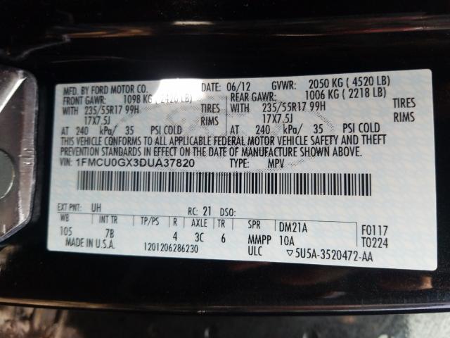 Photo 9 VIN: 1FMCU0GX3DUA37820 - FORD ESCAPE SE 