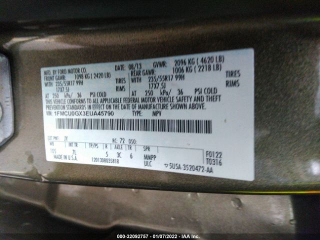 Photo 8 VIN: 1FMCU0GX3EUA45790 - FORD ESCAPE 