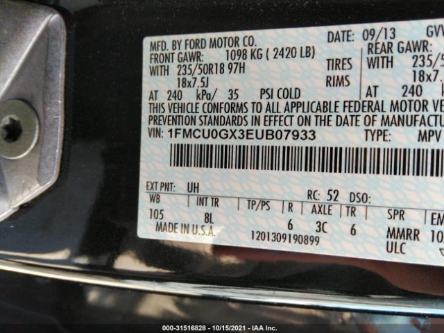 Photo 8 VIN: 1FMCU0GX3EUB07933 - FORD ESCAPE 