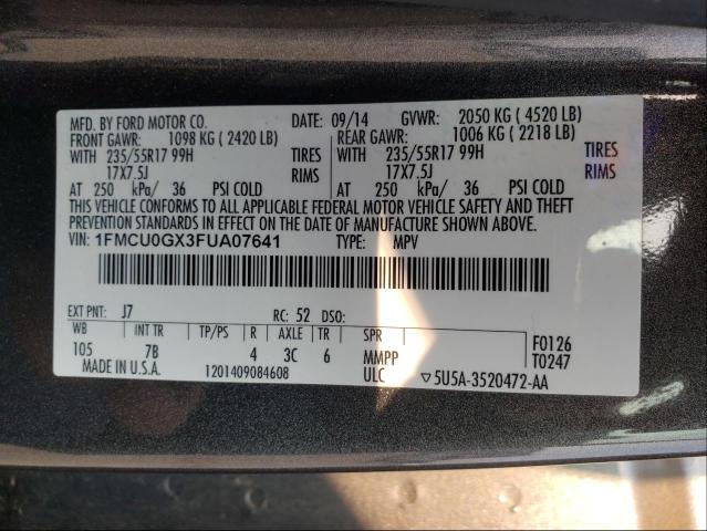 Photo 9 VIN: 1FMCU0GX3FUA07641 - FORD ESCAPE SE 