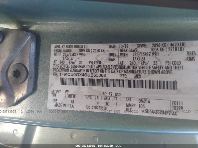 Photo 8 VIN: 1FMCU0GX4DUB65368 - FORD ESCAPE 