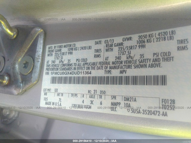 Photo 8 VIN: 1FMCU0GX4DUD11364 - FORD ESCAPE 