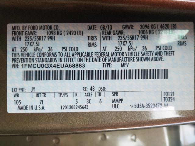 Photo 9 VIN: 1FMCU0GX4EUA68883 - FORD ESCAPE SE 