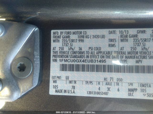 Photo 8 VIN: 1FMCU0GX4EUB31495 - FORD ESCAPE 