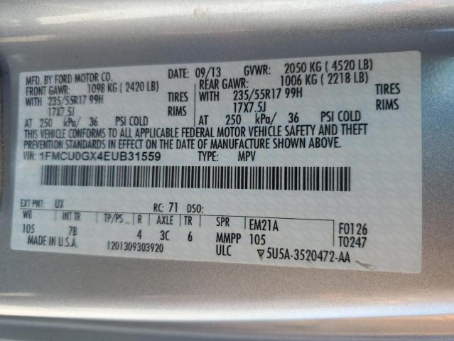 Photo 12 VIN: 1FMCU0GX4EUB31559 - FORD ESCAPE SE 