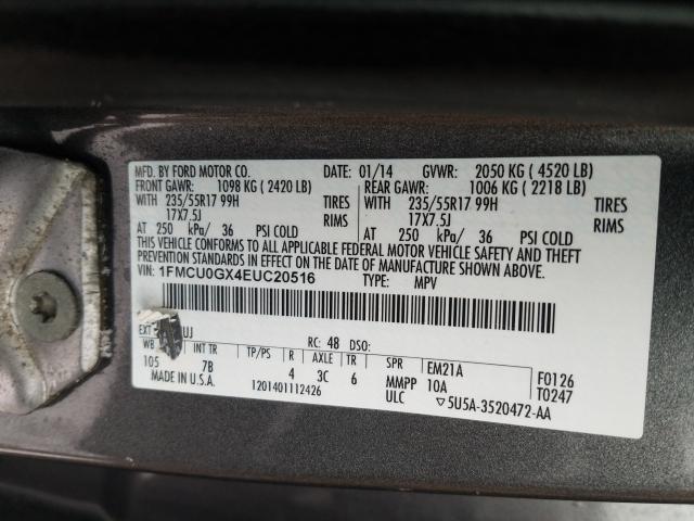 Photo 9 VIN: 1FMCU0GX4EUC20516 - FORD ESCAPE SE 