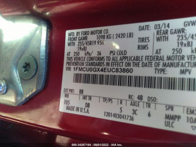 Photo 8 VIN: 1FMCU0GX4EUC83860 - FORD ESCAPE 