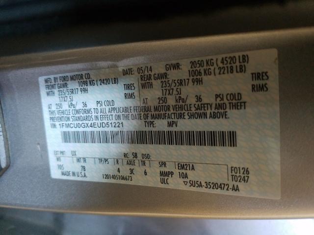 Photo 9 VIN: 1FMCU0GX4EUD51221 - FORD ESCAPE SE 